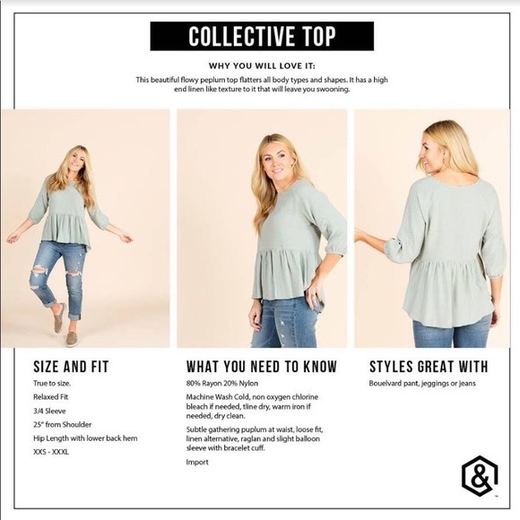 Agnes & Dora Collective Top Sage Babydoll - Picture 2 of 3